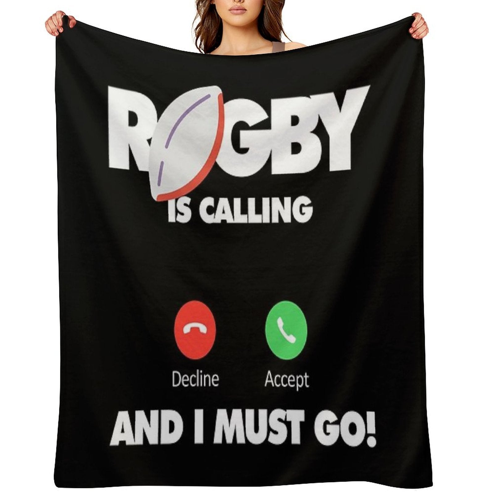 Rugby Is Calling And I Must Go, Funny Sport Player Premium Throw Blanket