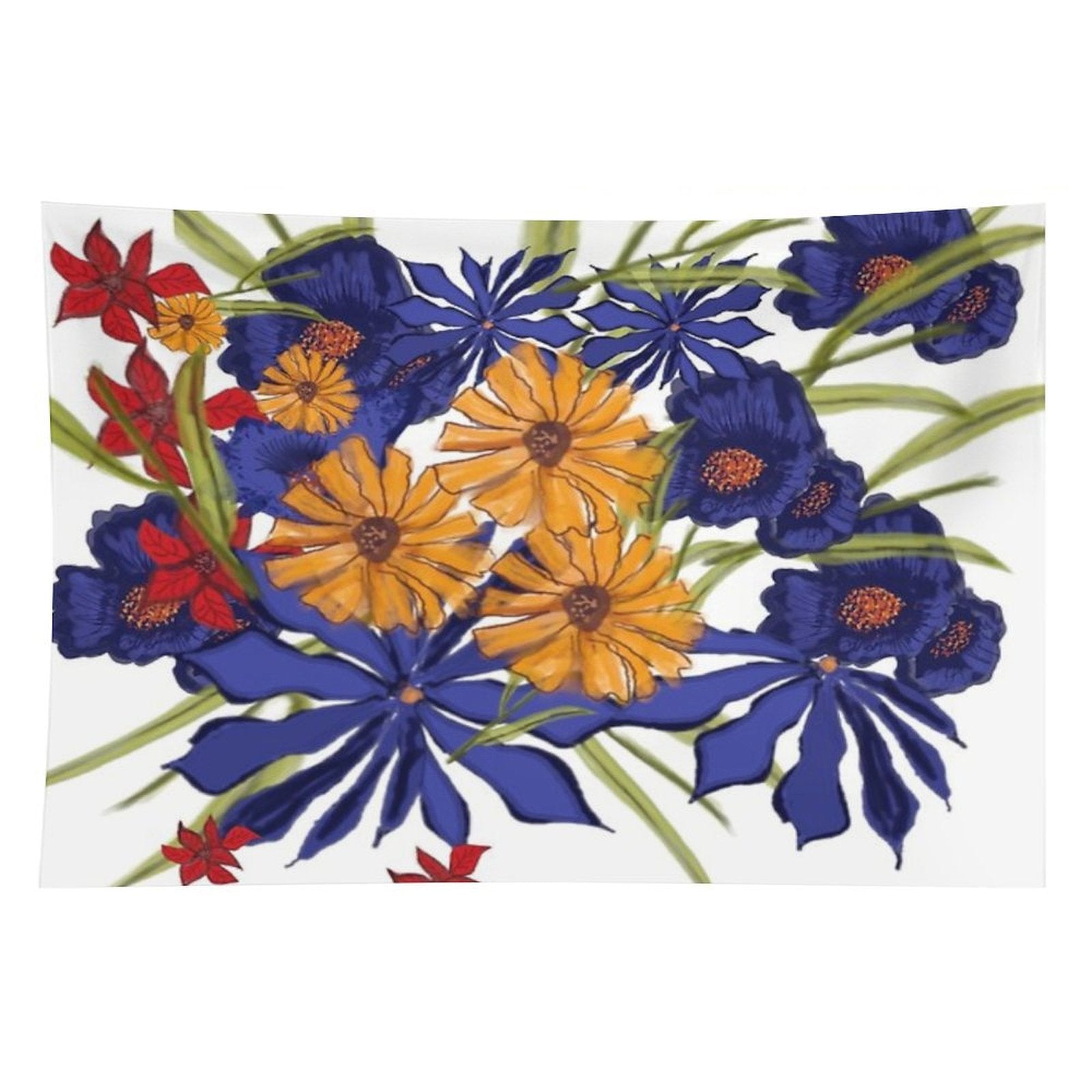 Bold Botanical Symphony – Abstract Floral Digital Art Tapestry