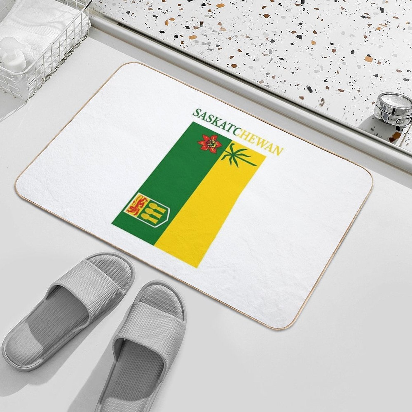 Saskatchewan Flag Map, SK, Canada  Multi-Purpose Bath Mat