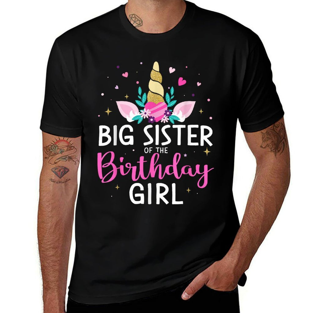 Big Sister of Birthday Girl Matching Family Unicorn Party Comfortable T-Shirt