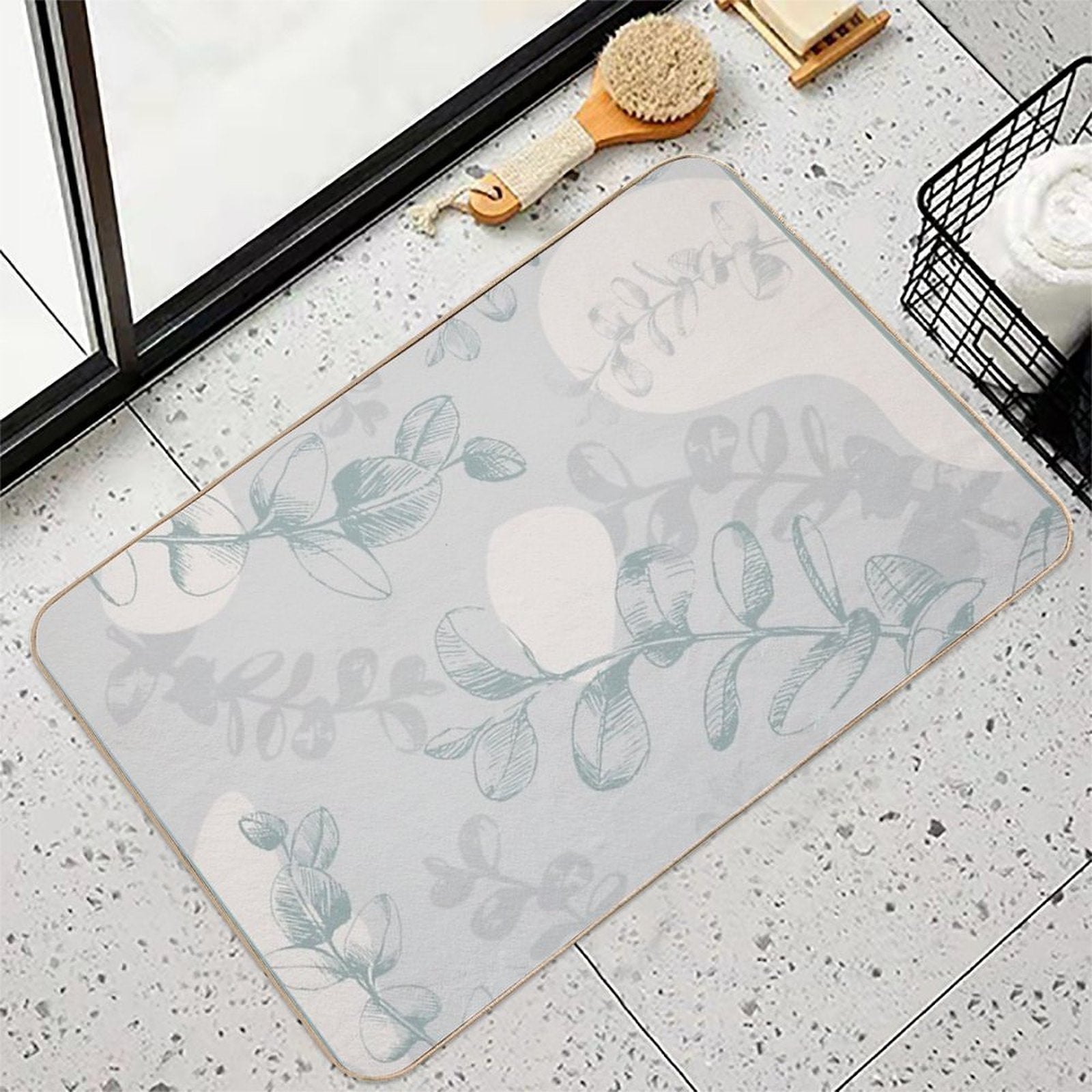 Abstract Eucalyptus  Dirt-Trapping Bath Mat