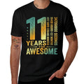 Vintage 11th Birthday 132 Months 11 Years Old Being Awesome  Trendy Pattern T-Shirt