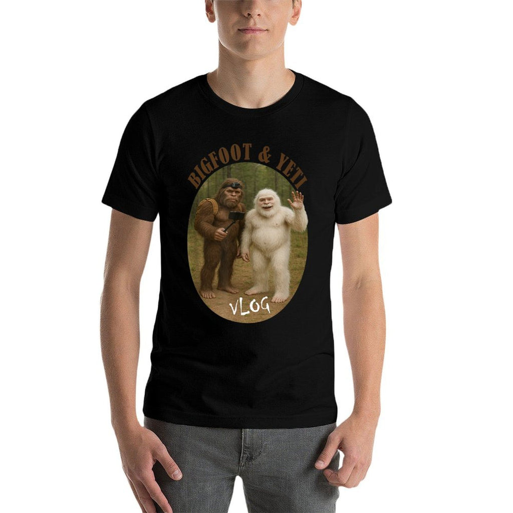 Bigfoot And Friend Vlog Funny Meme Hiking Selfie Stick  Slim-fit Cut T-Shirt