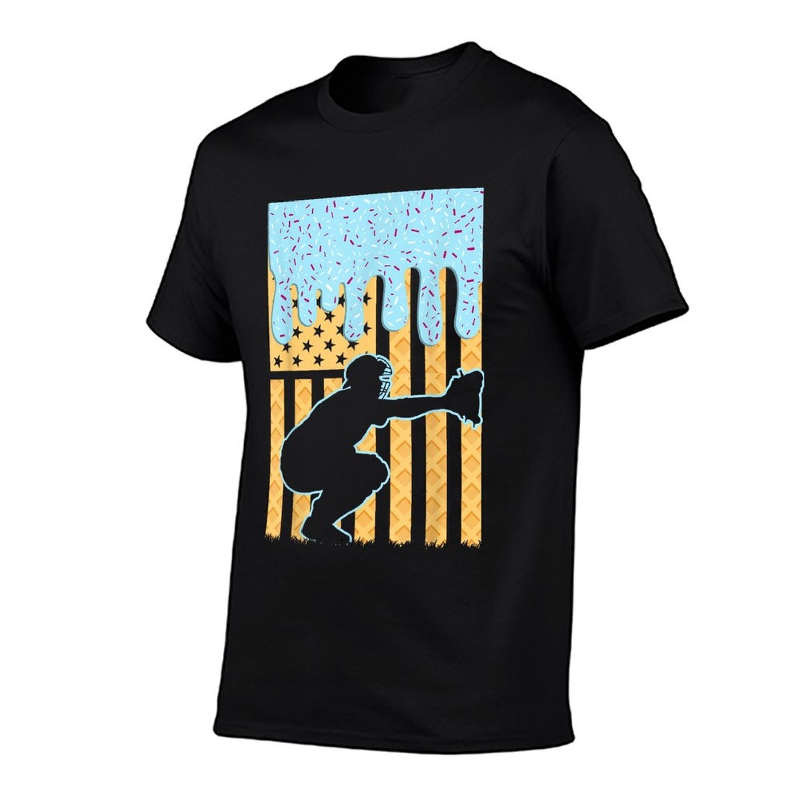 Ice Cream Baseball Drip Boys Catcher American 4th July  Soft T-Shirt