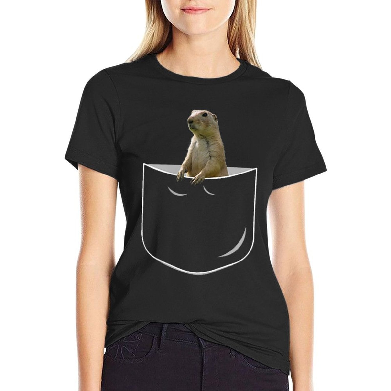 Cool Pocket Prairie Dogs Unisex-Adults Black Classic Fit  Versatile T-Shirt