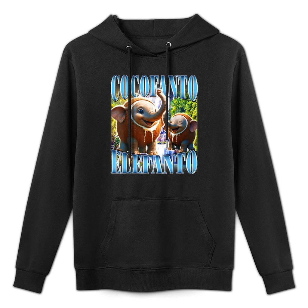 Cocofanto Elefanto Funny Brainrot Meme Ironic Joke Bootleg Cotton-Polyester Blend Hoodie