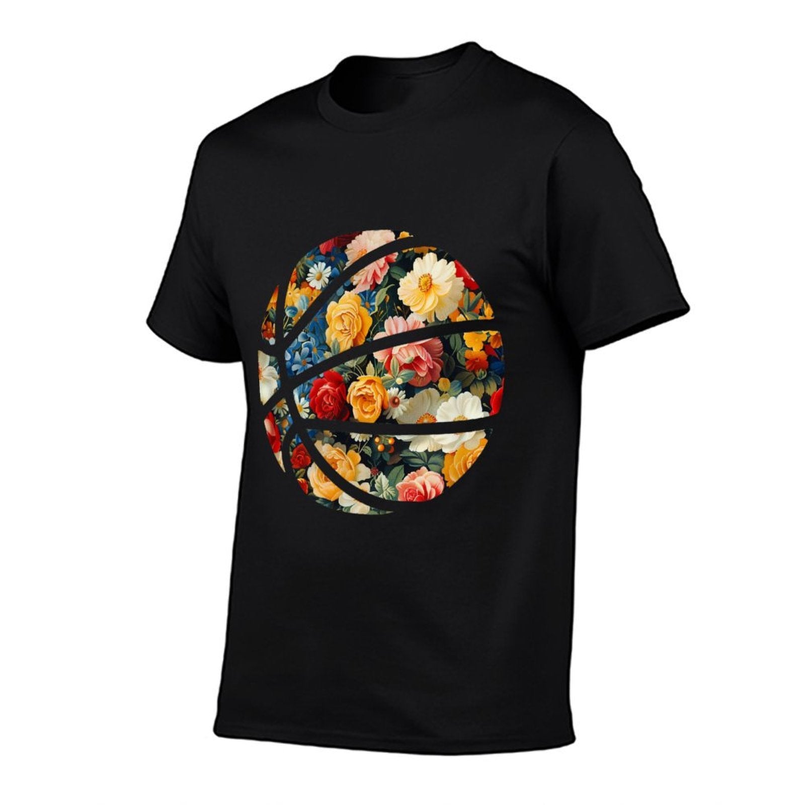 Basketball Silhouette Flowers Botanical Floral  Oversized Silhouette T-Shirt