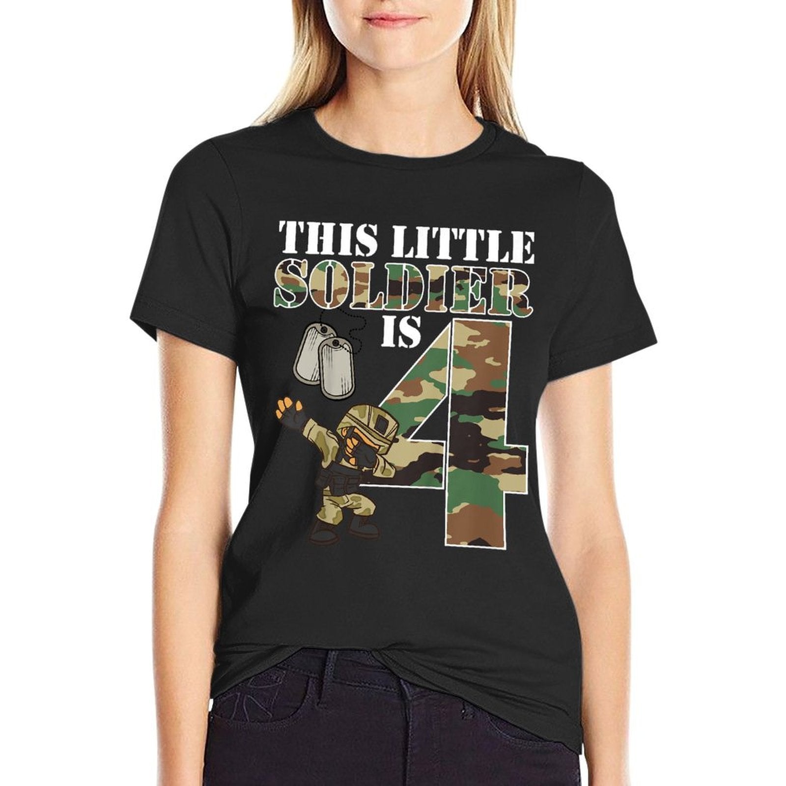 Kids 4 Years Old Boy Army Military 4th Birthday Kids  Moisture-wicking T-Shirt