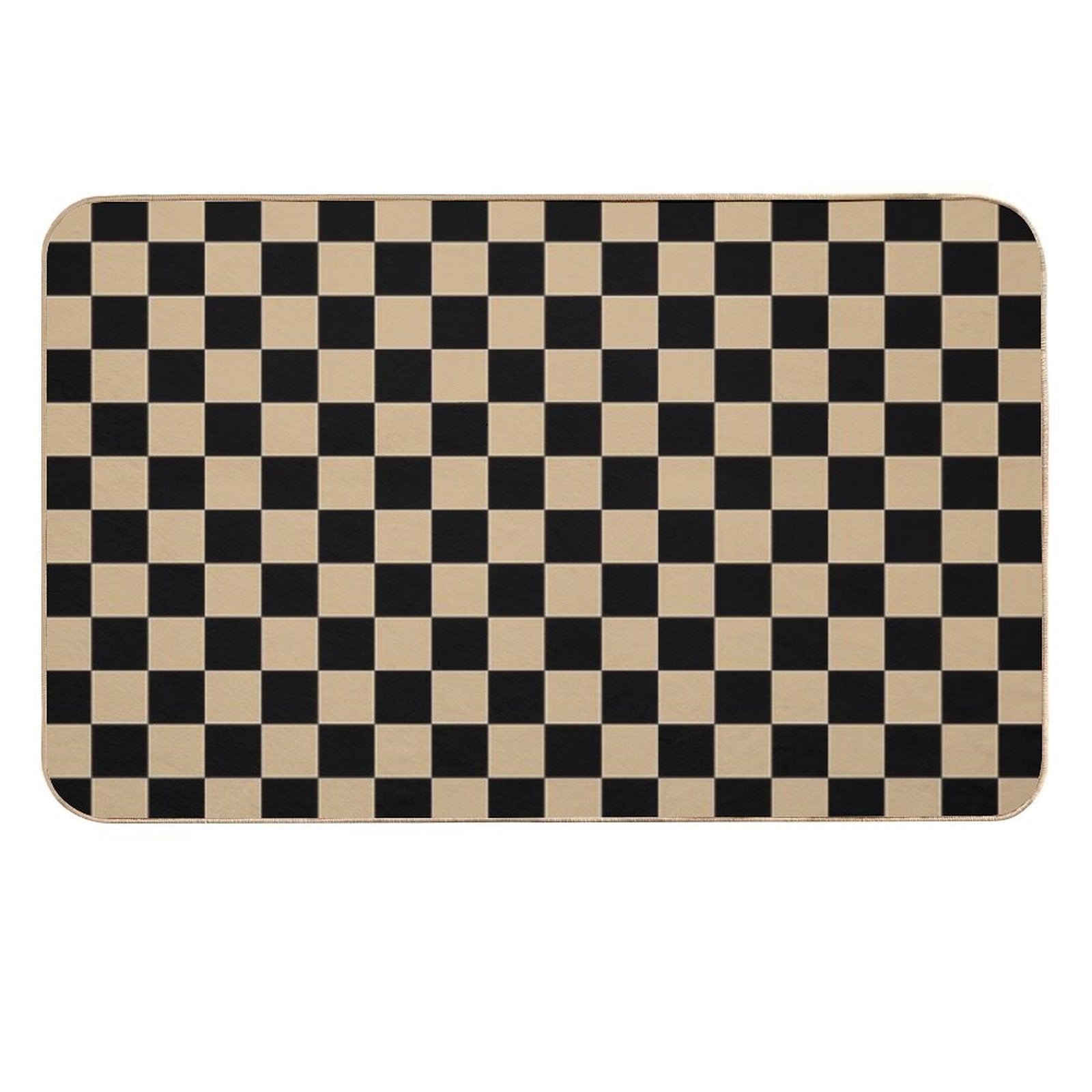 Black And Tan Brown Checkerboard  Pet-Safe Bath Mat