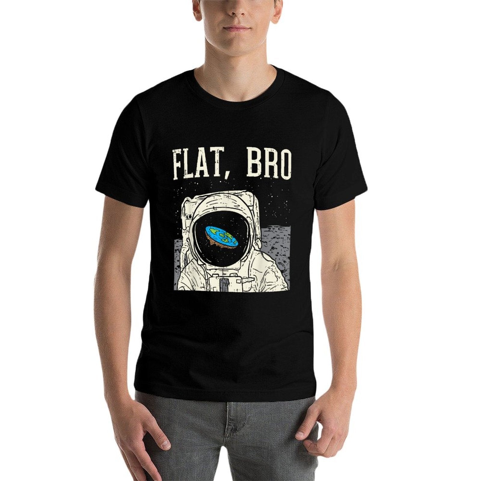 Flat Bro Astronaut Space Funny Earth Conspiracy Theory Gift  Eco-friendly Material T-Shirt