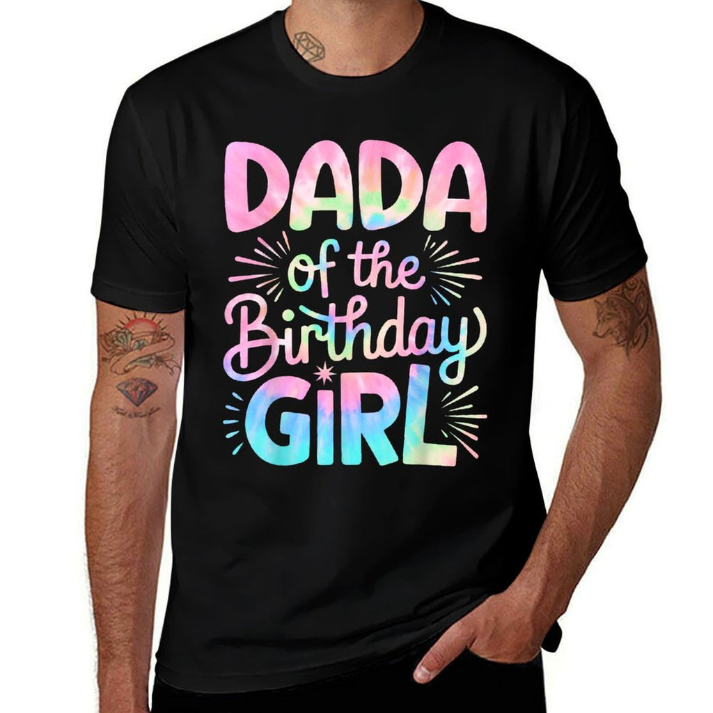 Dada of The Birthday Girl Tie Dye Colorful Dad Bday Girl  Oversized Silhouette T-Shirt