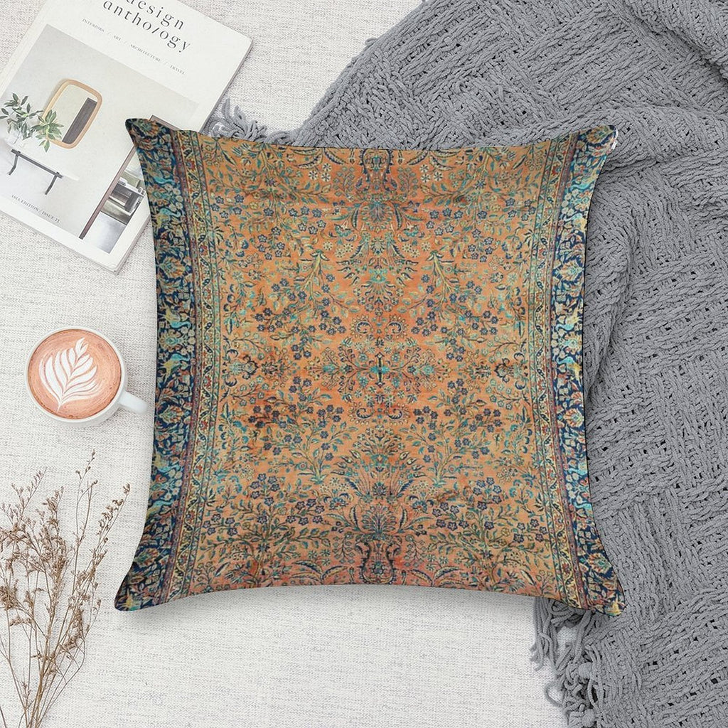 Manchester Kashan Floral Persian Carpet Print Soft High-Density Material Throw Pillow