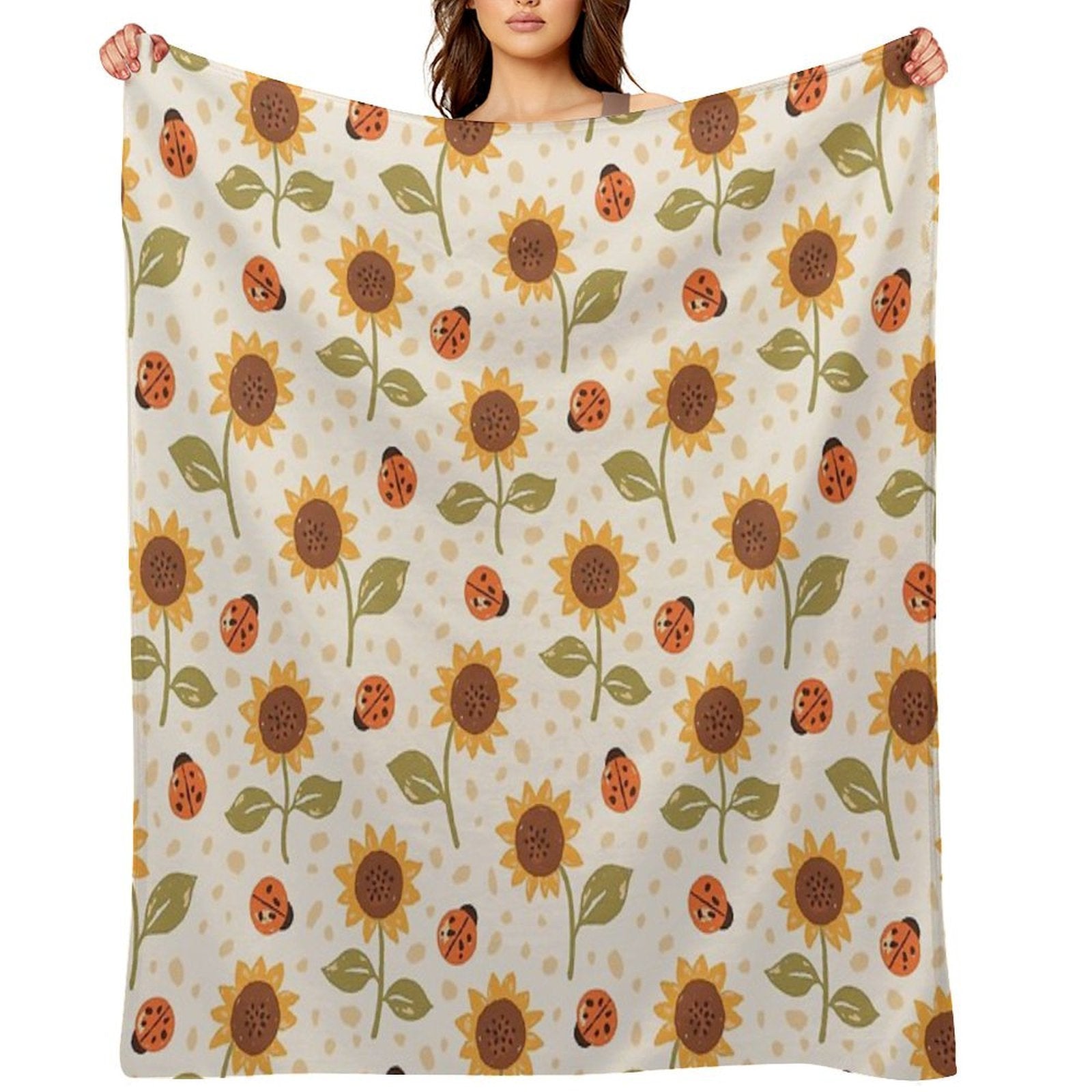 Sunflowers And Ladybugs Shrink-resistant Throw Blanket