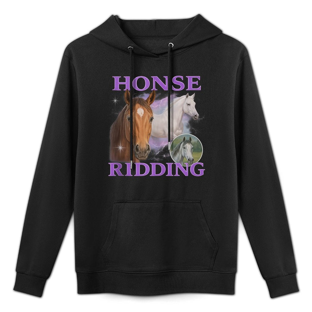 Honse Ridding Horse Riding Unhinged Gen Z Brainrot Meme Y2K Versatile Streetwear Hoodie