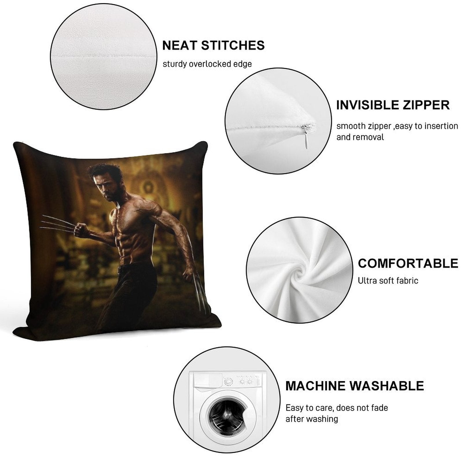 Hugh Jackman Soft Reinforced Edging Throw Pillow