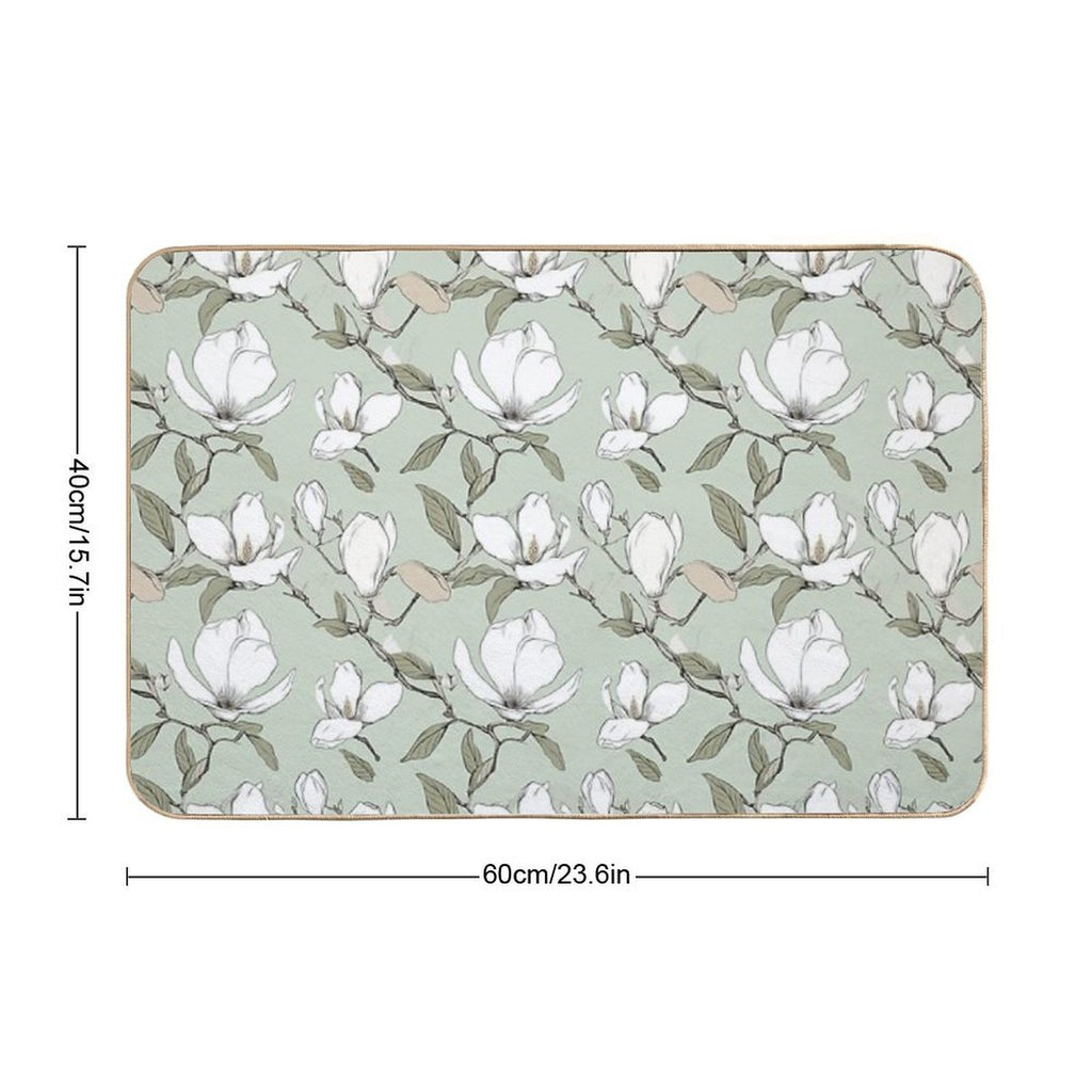 Blooming Elegance Magnolia Blossom Pattern  Long-Lasting Bath Mat