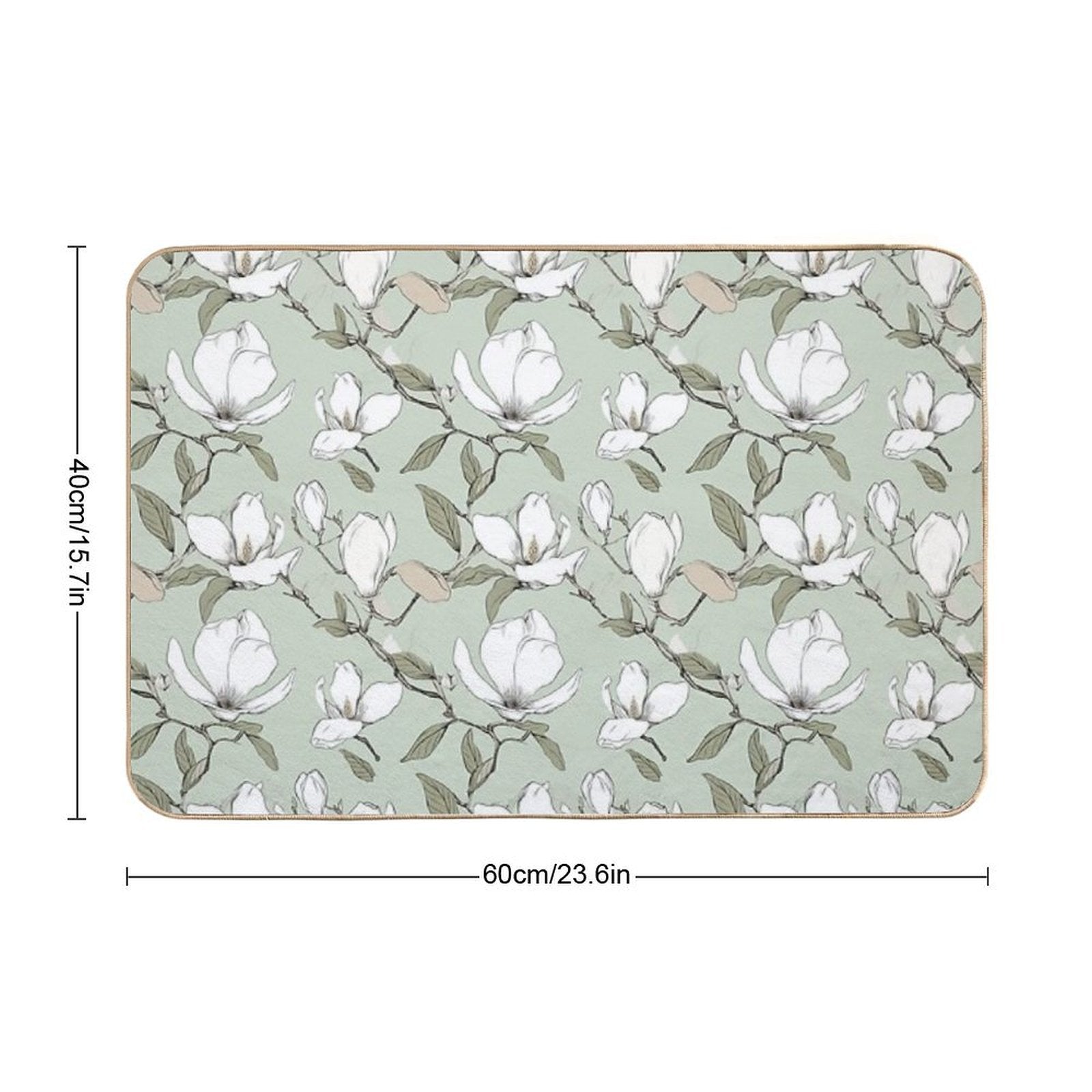 Blooming Elegance Magnolia Blossom Pattern  Long-Lasting Bath Mat