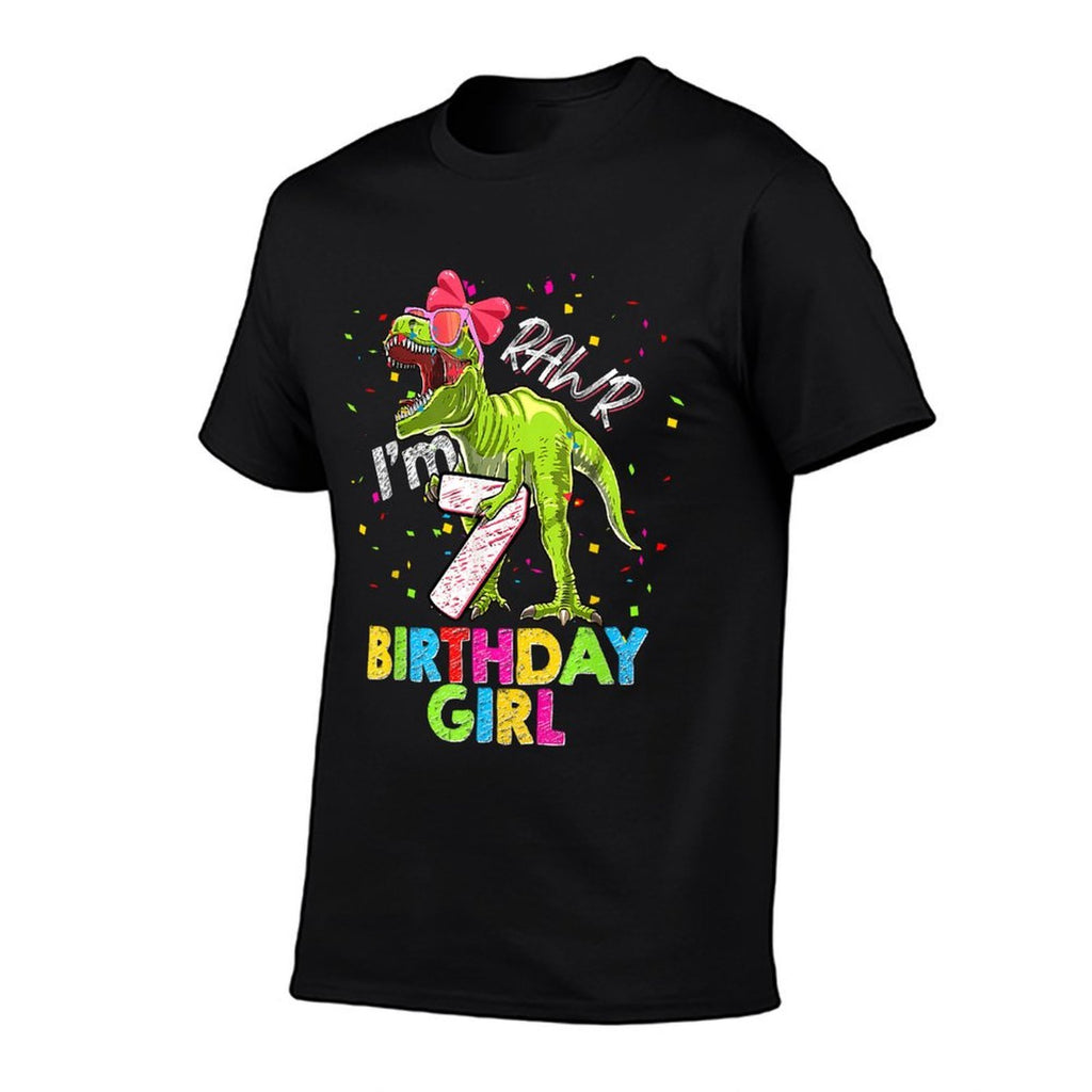 Kids Rawr I'm 7 7th Birthday T Rex Dinosaur Party For Girls  Vintage-inspired T-Shirt
