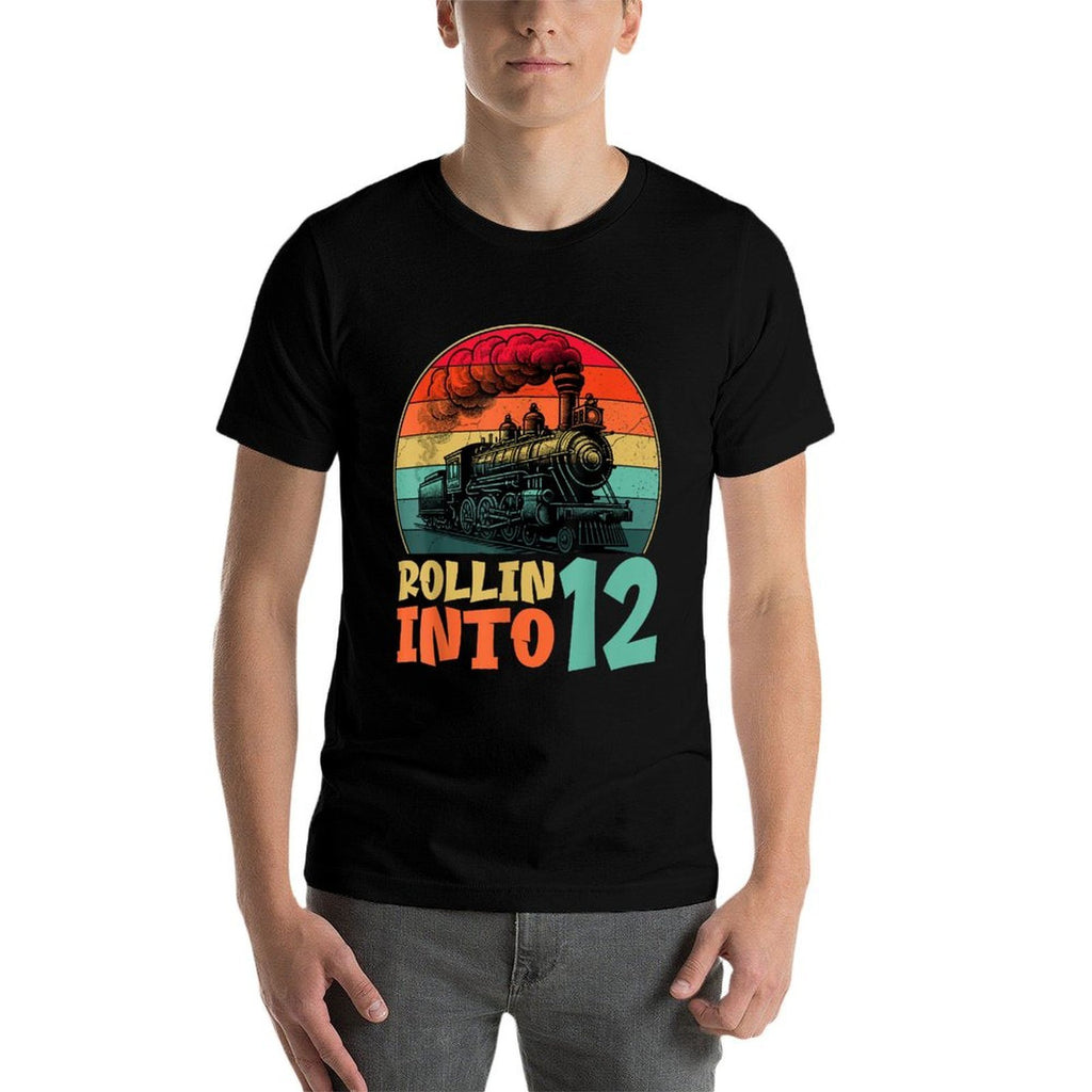 Rollin' Into 12 Train 12th Birthday Party Twelve Years Old  Tagless Design T-Shirt
