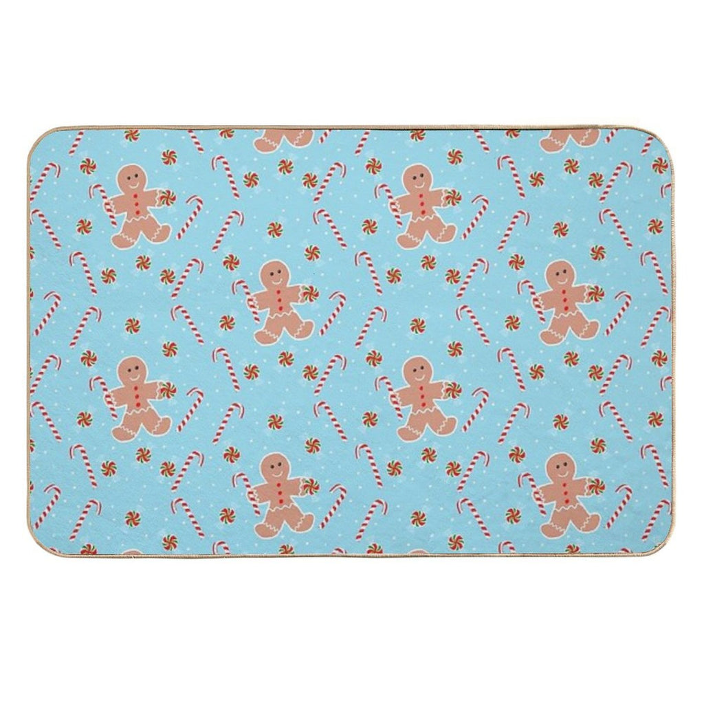Gingerbread Man with Christmas Candy  Non-Slip Bath Mat