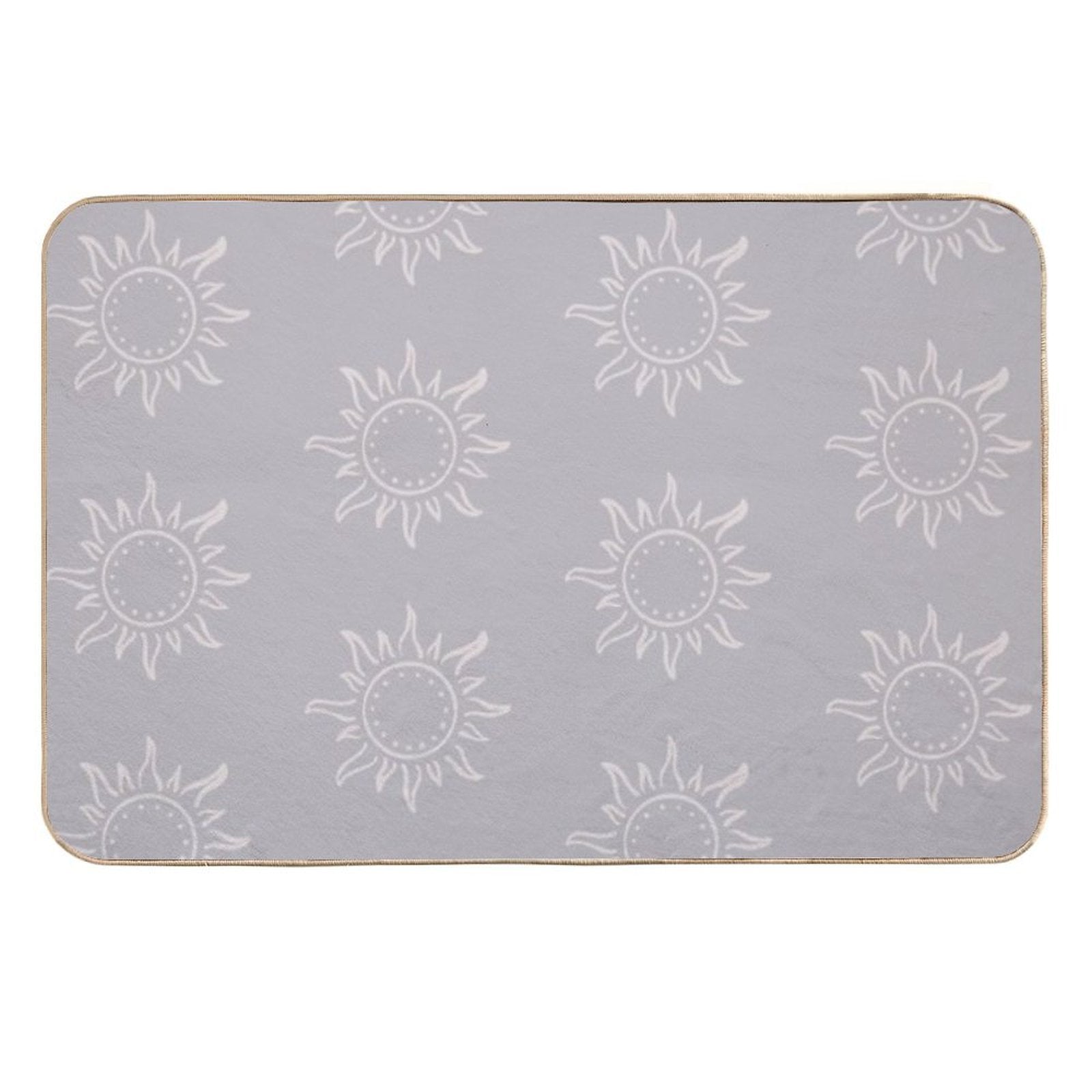 Cute Boho Sun Pattern Bohemian Aesthetic In Muted Colors Blue Gray Durable Bath Mat