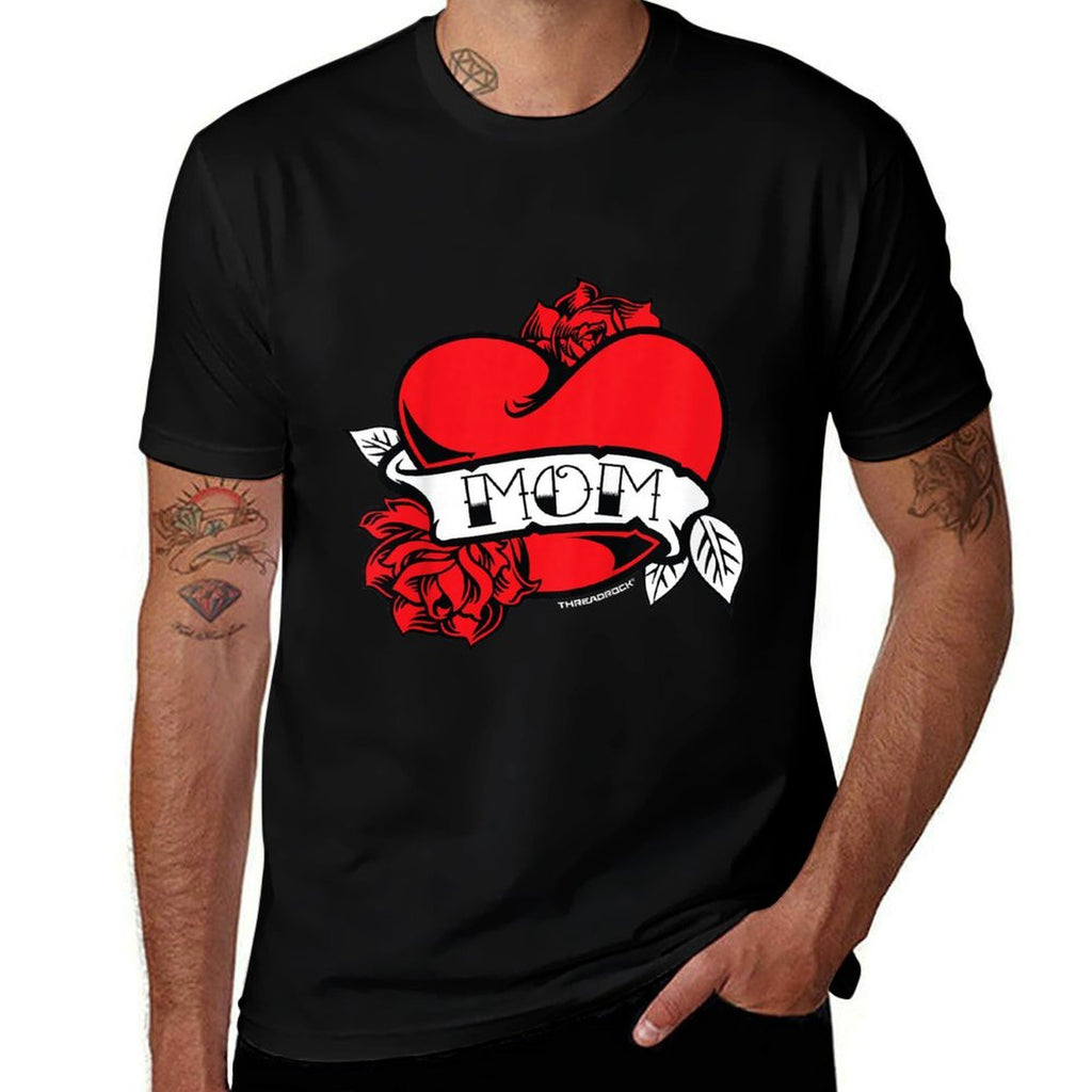 Kids Mom Heart Tattoo  Oversized Silhouette T-Shirt