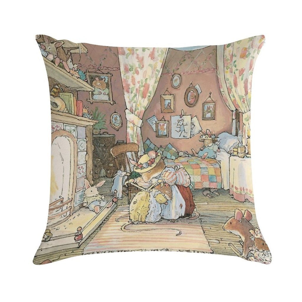 Lady Woodmouse Gets Primrose Ready for Bed Soft Luxury Feel Throw Pillow