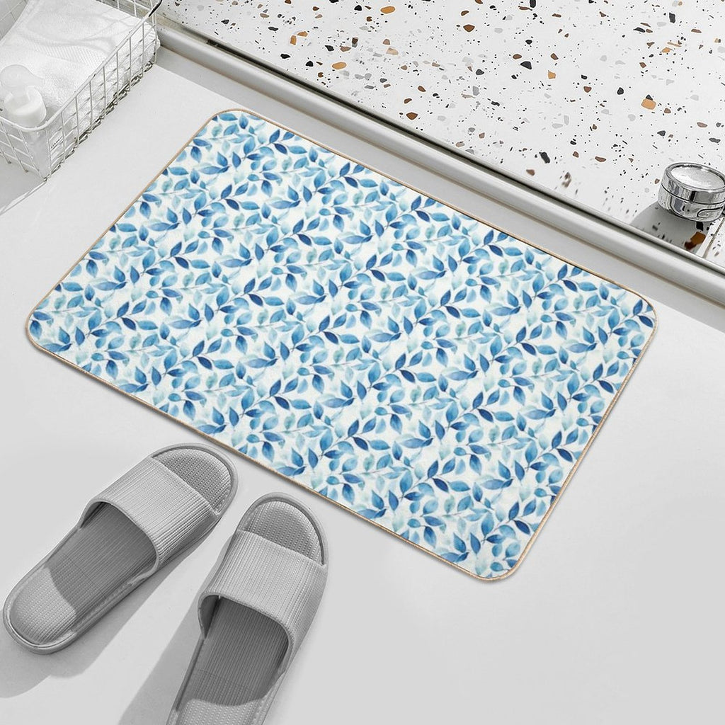 Floral Blue, Poetic Escape  Eco-Friendly Bath Mat