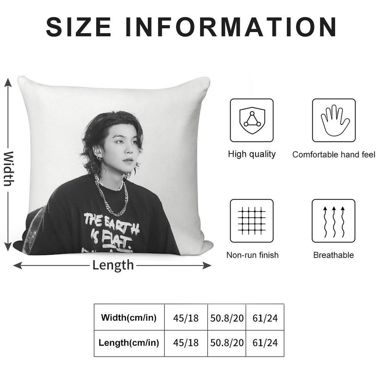 Yoongi Concert Soft Skin-Friendly Throw Pillow