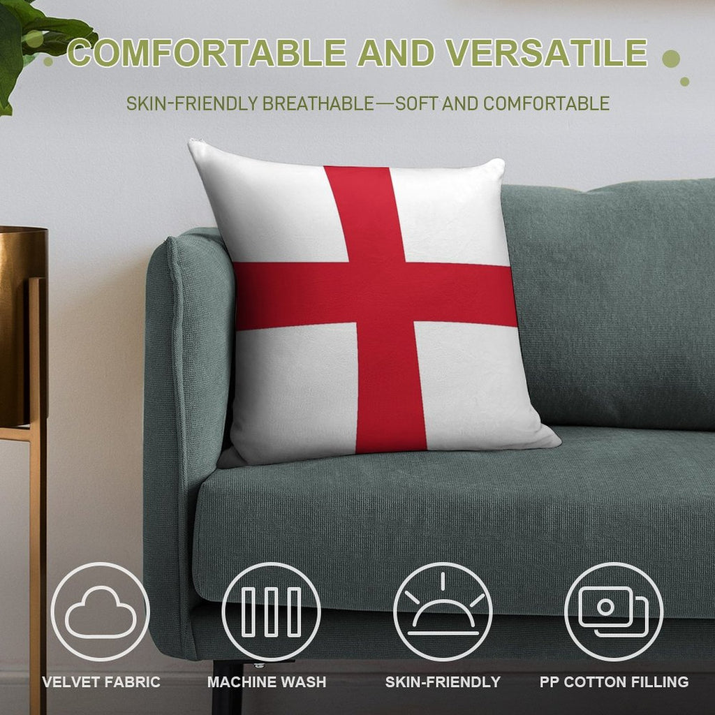 Flag of England (St. George's Cross) Soft Easy Maintenance Throw Pillow