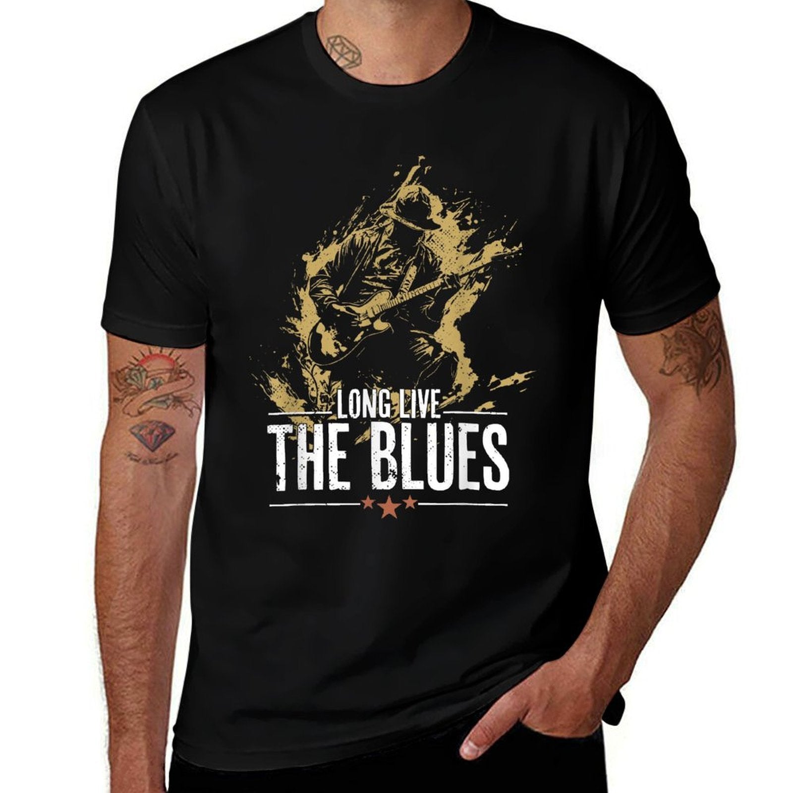 Blues Music Guitar for Guitarist Vintage  High-quality Stitching T-Shirt