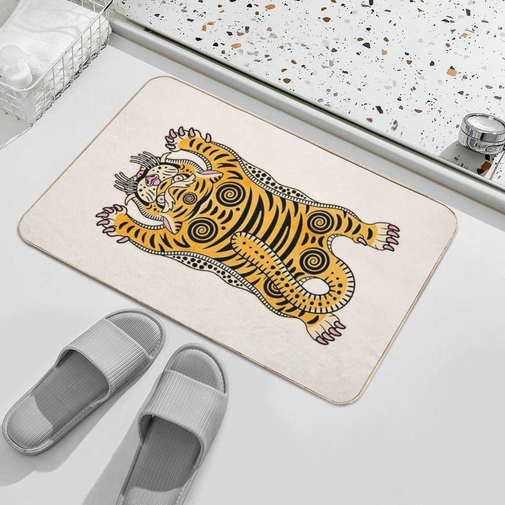 King Of The Jungle 01 Golden Tiger Edition  Fade-Resistant Bath Mat