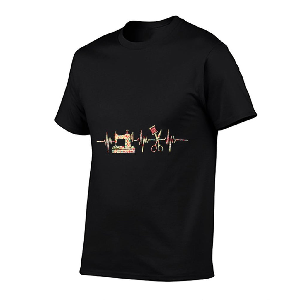 Quilter Sewing Heartbeat Design for Quilting Lovers  Oversized Silhouette T-Shirt
