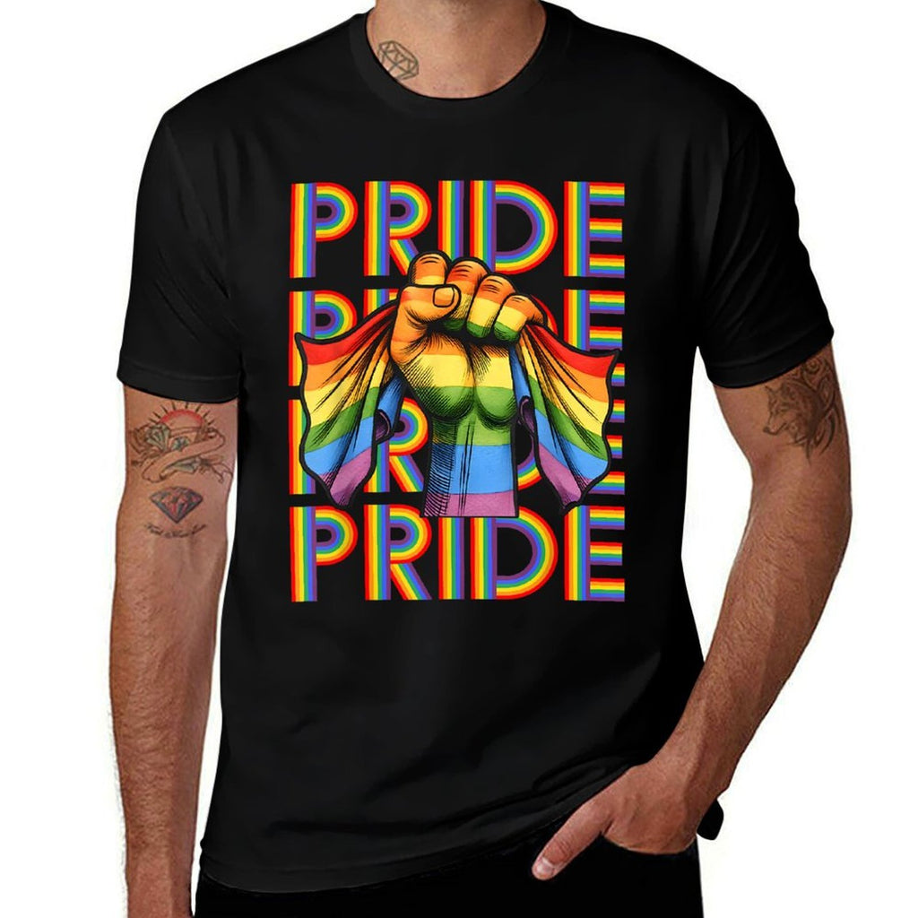 Gay Pride Month LGBT Rainbow Fist LGBTQ Gay Pride  Wrinkle-resistant T-Shirt