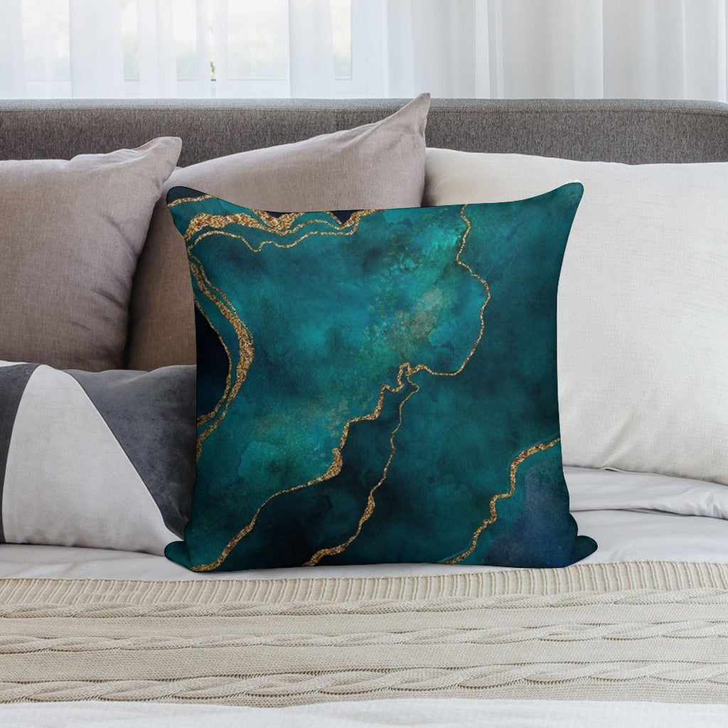 Golden Gemstone Glamour Mineral Soft Shrink-Resistant Throw Pillow