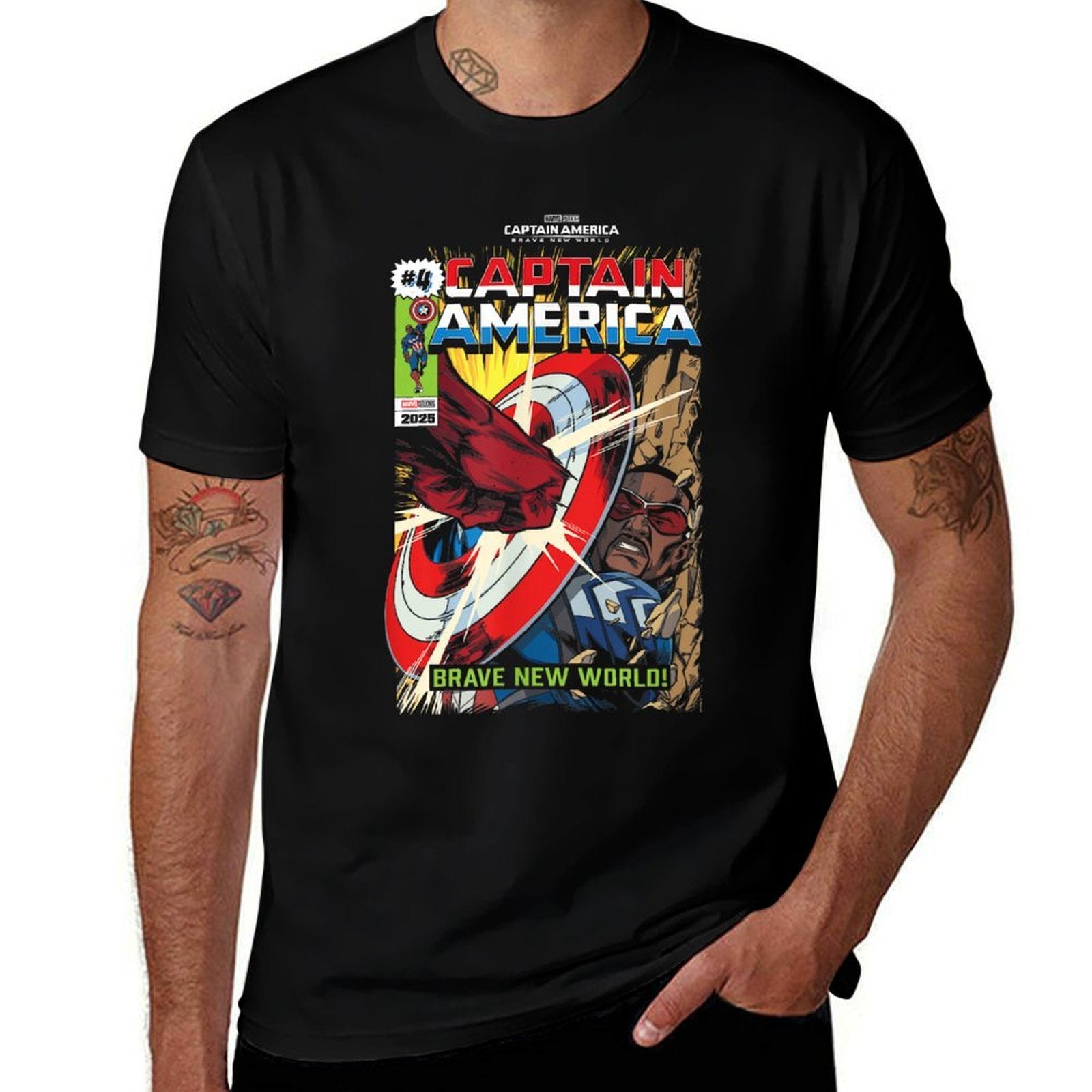 Captain America Brave New World - Comic  Rolled Sleeves T-Shirt