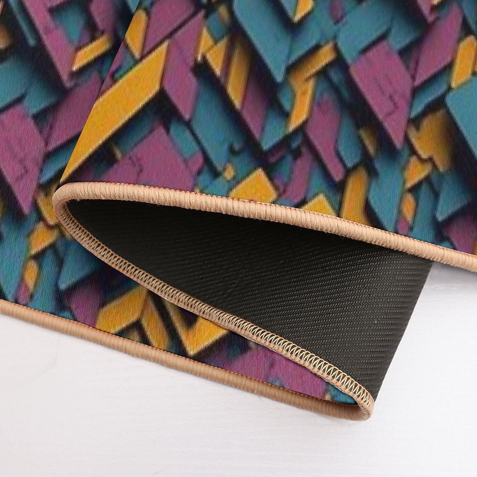 Retro-Inspired Geometric Blocks  Rapid-Drying Bath Mat