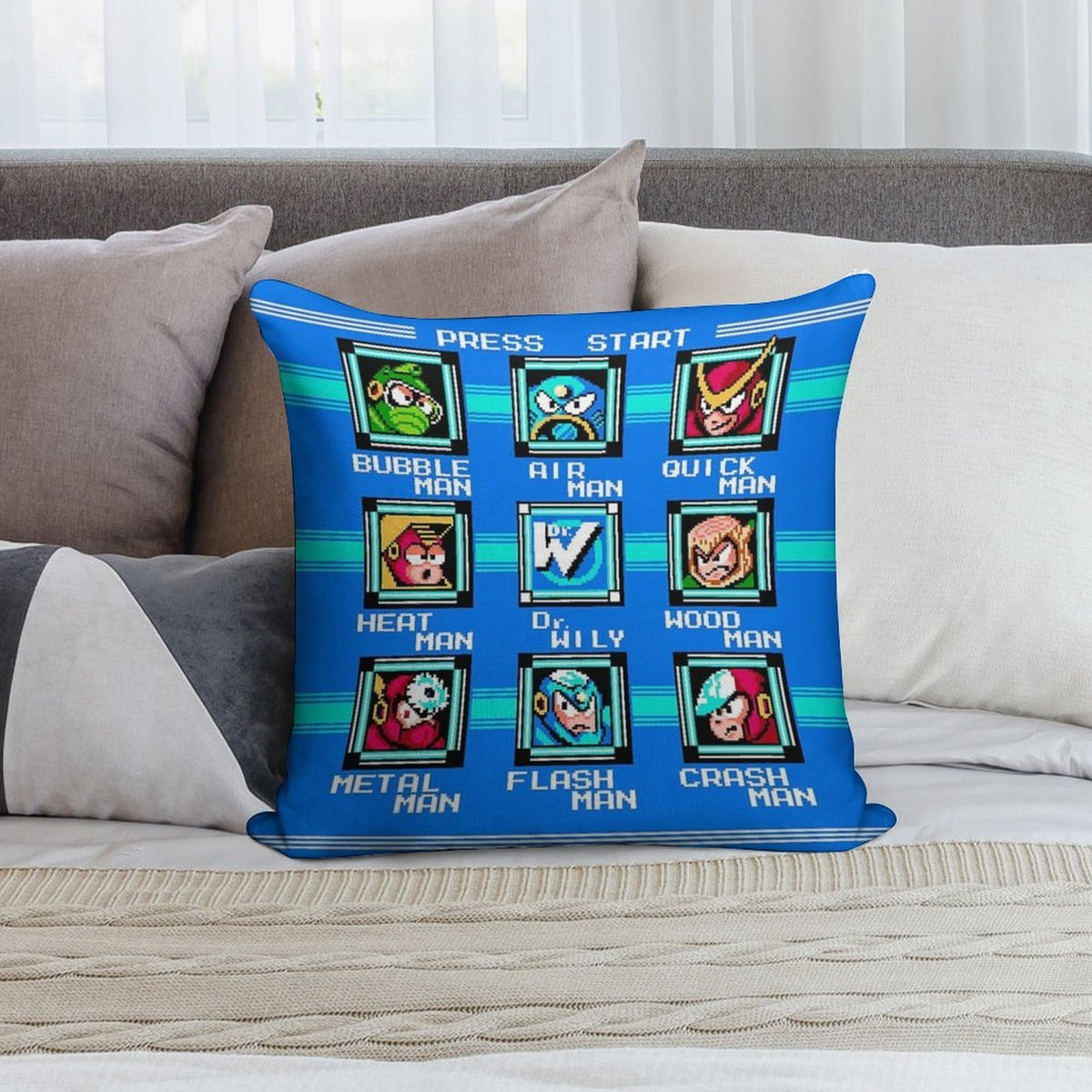 Megaman 2 Stage Select Soft Multiple Sizes Throw Pillow