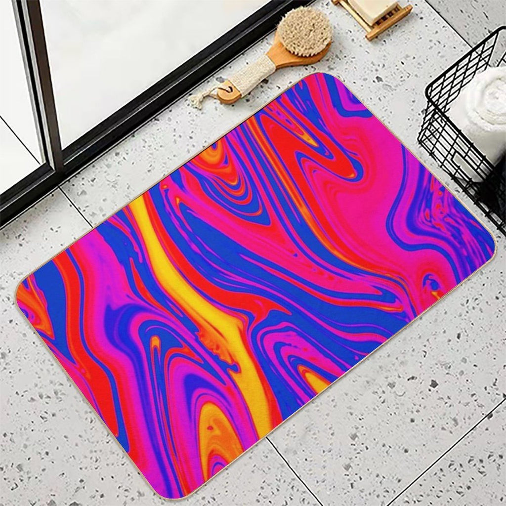 Psychedelic Liquid Marble Swirls  Eco-Friendly Bath Mat