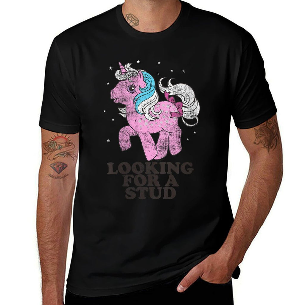My Little Pony Retro Twilight Looking For A Stud Logo  Wrinkle-resistant T-Shirt