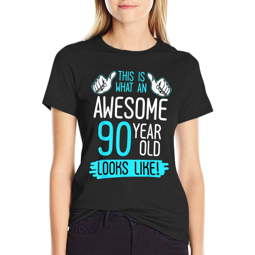 This Is What An Awesome 90 Year Old Birthday Looks Like 90th  Heathered Texture T-Shirt
