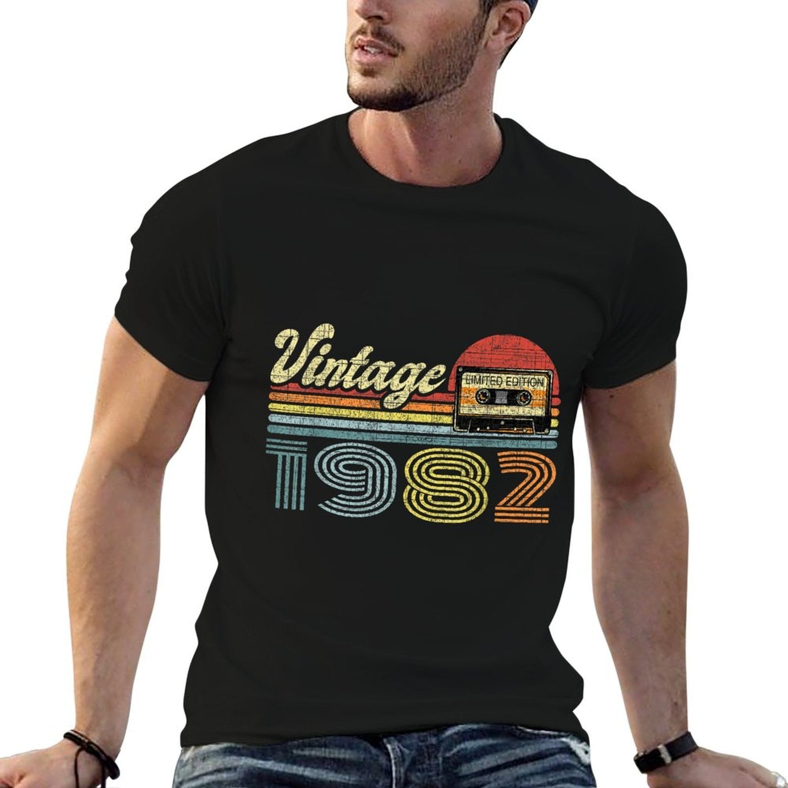 Retro Audio Cassette Vintage Since 1982 40th Birthday  Heathered Texture T-Shirt