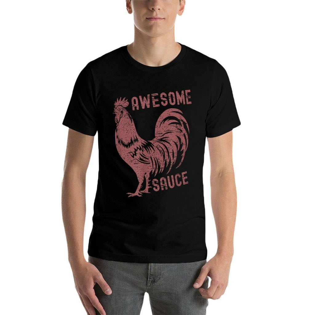 Funny Pets Awesome Sauce with Picture of Rooster  Breathable T-Shirt