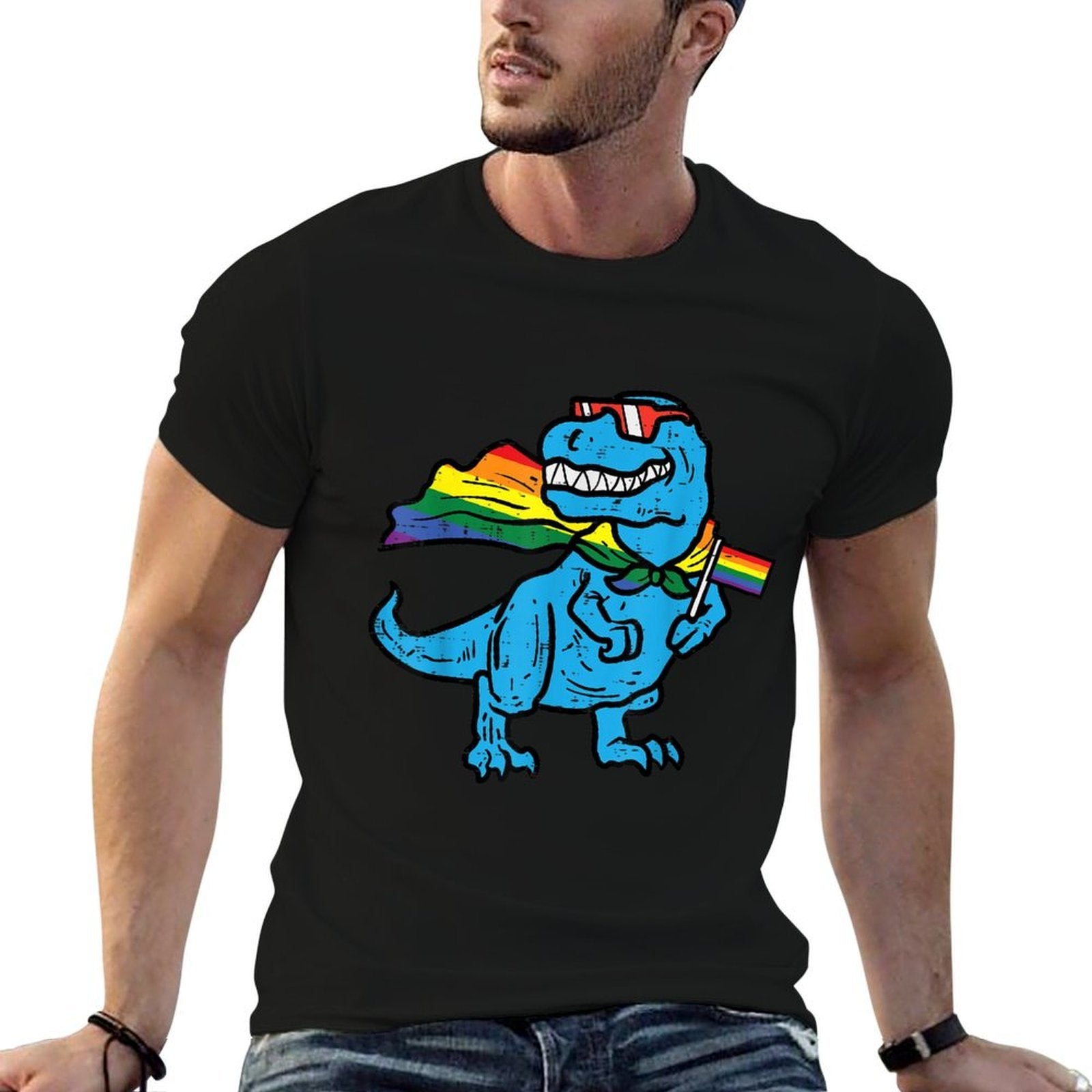 Gay Pride Dino Trex Rainbow Lgbt Ally Boys Kids Toddler  High-quality Stitching T-Shirt