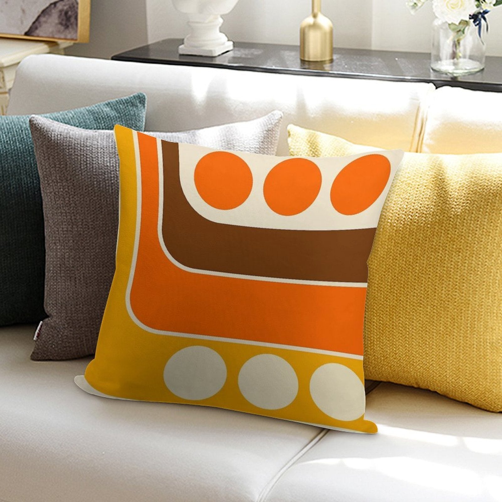 Retro Geometric Design 653 Soft Anti-Pilling Throw Pillow