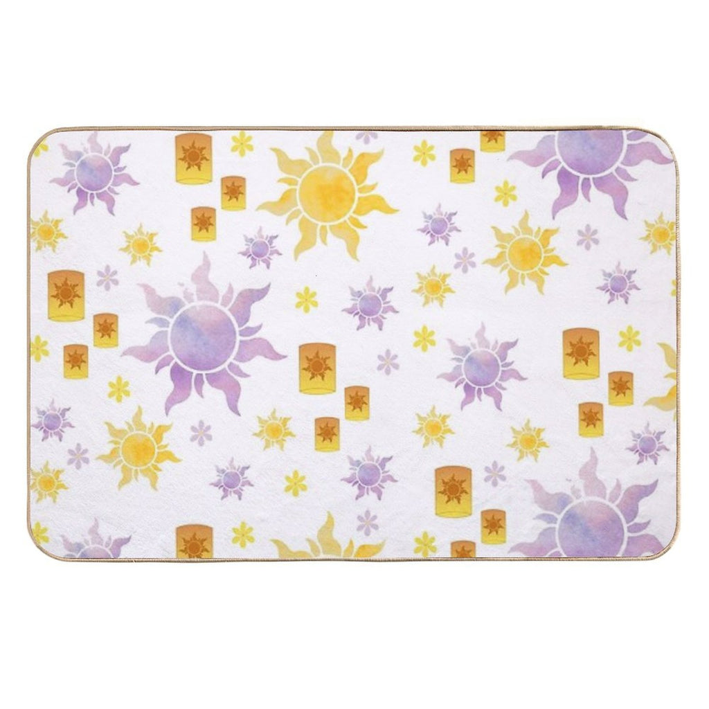 Tangled Sun Pattern  Easy Maintenance Bath Mat