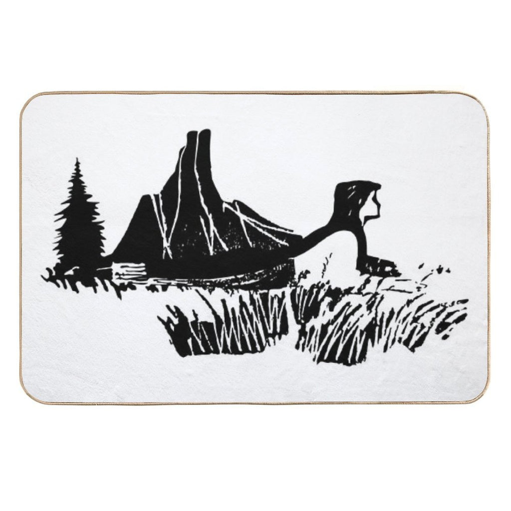 The Girl And Mountains  Fade-Resistant Bath Mat
