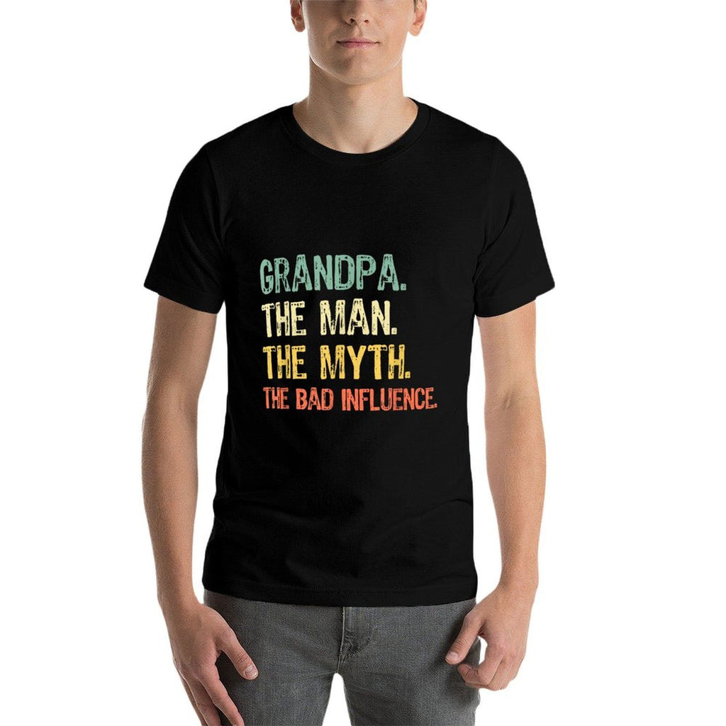 Grandpa The Man The Myth The Bad Influence Funny Retro  Eco-friendly Material T-Shirt