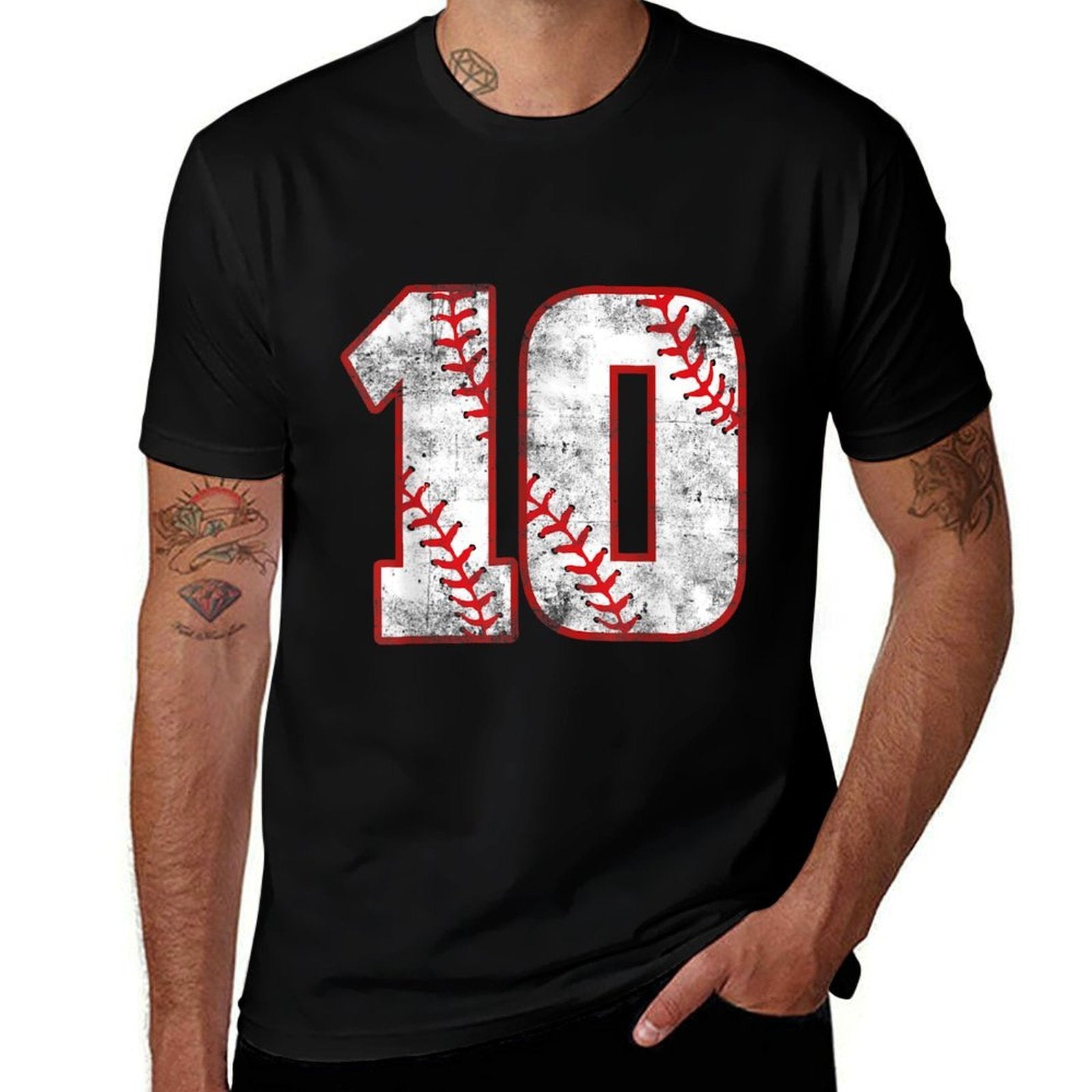 Baseball 10 Jersey 10th Birthday Gifts 10 Year Old Boys Kids  Slim-fit Cut T-Shirt