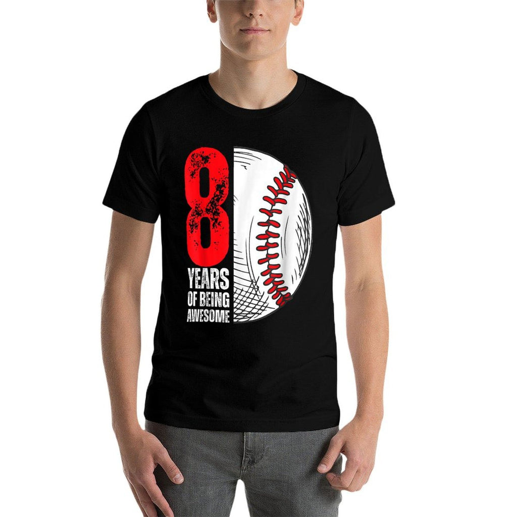 8 Year Old Baseball 8th Birthday Baseball Player  Easy-care T-Shirt